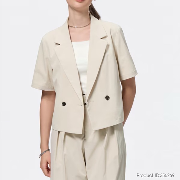 NWT GU Cream Short Sleeve Blazer - Picture 1 of 7